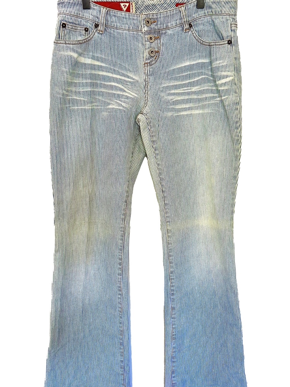 Guess Striped Light Blue Bell Bottom Jeans